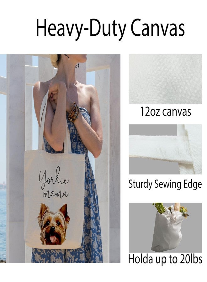 ZYQFN Yorkie Mama Canvas Tote Bag for Women - Cute Dog Lover Dog Mom Gift, Birthday, Christmas - Reusable Bag for Work, College & Travel. (003) - Image 5